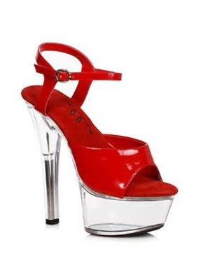 ELLIE SHOES 601-JULIET 6" HEEL RED SANDAL WITH CLEAR BOTTOM