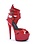 ELLIE SHOES 609-ATHENA 6" RED PEEP TOE PLATFORM WITH TRIPLE STRAP & BUCKLE