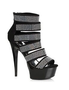 ELLIE SHOES 609-MEGAN 6" SILVER RHINESTONE BOOTIE