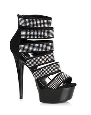 ELLIE SHOES 609-MEGAN 6" SILVER RHINESTONE BOOTIE