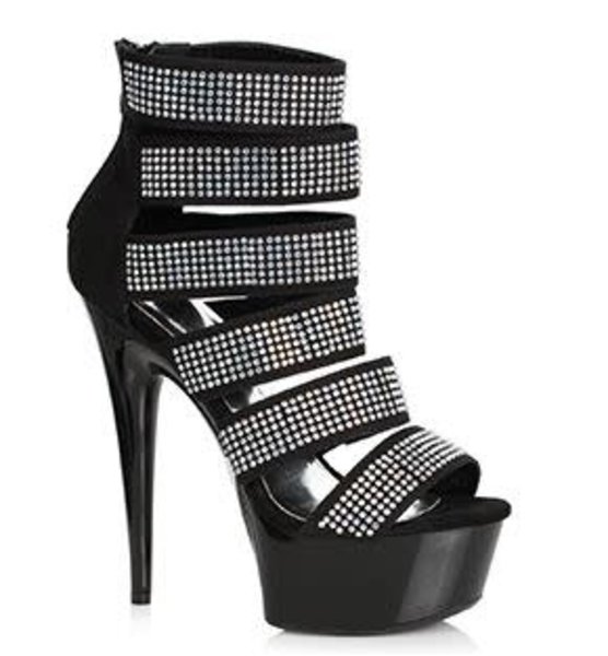 ELLIE SHOES 609-MEGAN 6" SILVER RHINESTONE BOOTIE