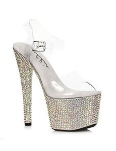 ELLIE SHOES 709-ZIAMOND 7" STILETTO WITH SILVER RHINESTONES PLATFORM SANDAL