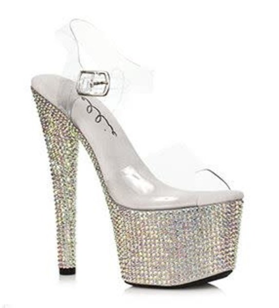 ELLIE SHOES 709-ZIAMOND 7" STILETTO WITH SILVER RHINESTONES PLATFORM SANDAL