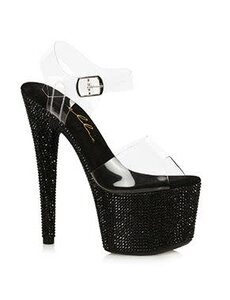 ELLIE SHOES 709-ZINA 7" BLACK STILETTO WITH RHINESTONES PLATFORM SANDAL