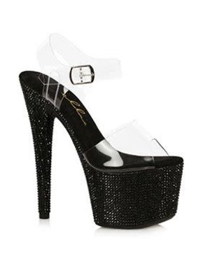 ELLIE SHOES 709-ZINA 7" BLACK STILETTO WITH RHINESTONES PLATFORM SANDAL