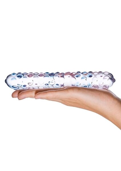 GLAS PURPLE ROSE NUBBY GLASS DILDO