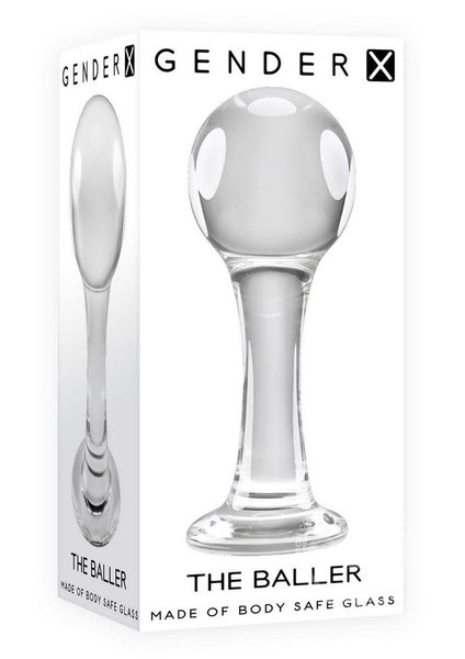 GENDER X GX THE BALLER GLASS ANAL PLUG CLEAR