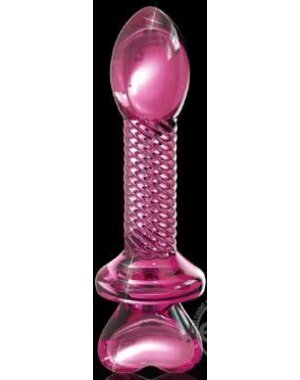 PIPEDREAM PRODUCTS ICICLES No 82 TEXTURED GLASS JUICER ANAL PROBE WITH HEART HANDLE