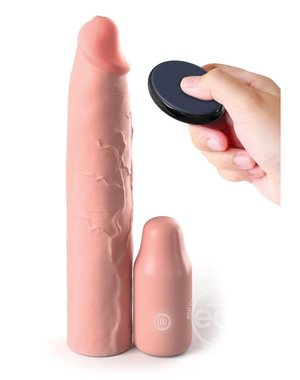 PIPEDREAM PRODUCTS FANTASY X-TENSIONS ELITE SILICONE 9" VIBRATING SLEEVE WITH REMOTE VANILLA