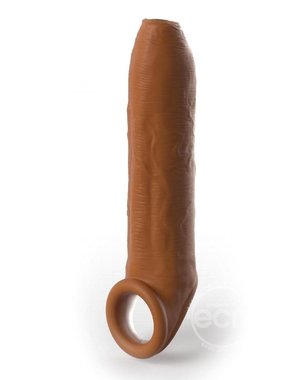 PIPEDREAM PRODUCTS FANTASY X-TENSIONS ELITE SILICONE UNCUT EXTENSION SLEEVE 7" WITH STRAP TAN