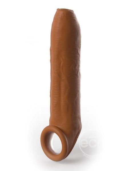 PIPEDREAM PRODUCTS FANTASY X-TENSIONS ELITE SILICONE UNCUT EXTENSION SLEEVE 7" WITH STRAP TAN