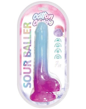 Hott Products COTTON CANDY SOUR BALLER DILDO 7" AQUA & PURPLE
