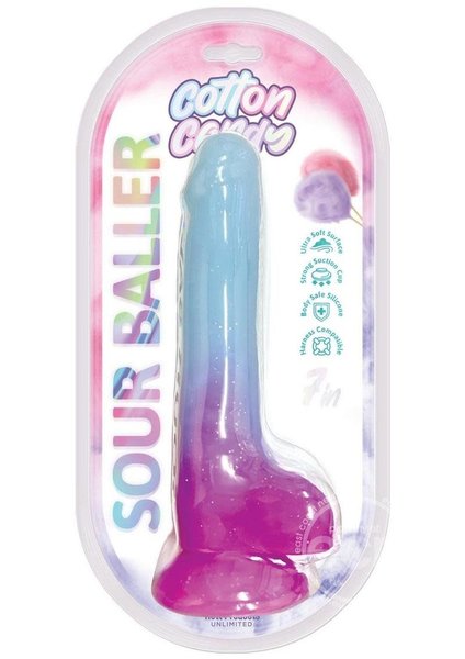Hott Products COTTON CANDY SOUR BALLER DILDO 7" AQUA & PURPLE