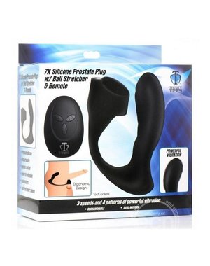 XR Brands TRINITY MEN 7X SILICONE PROSTATE PLUG WITH BALL STRETCHER &  REMOTE