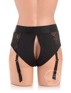 STRAP U STRAP U LACED SEDUCTRESS LACE CROTCHLESS PANTY HARNESS WITH GARTER STRAPS