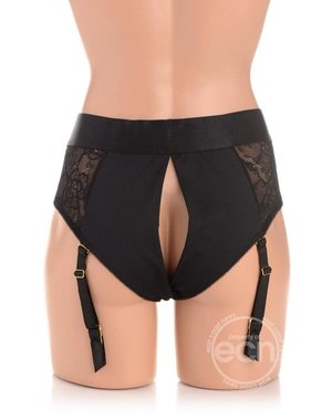 STRAP U STRAP U LACED SEDUCTRESS LACE CROTCHLESS PANTY HARNESS WITH GARTER STRAPS