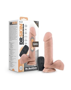 DR SKIN DR SKIN SILICONE DR BECKHAM RECHARGEABLE THUMPING DILDO 7" VANILLA