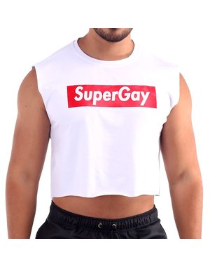 PERSEUS PERSEUS WHITE SUPER GAY CROP TOP