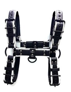 EVEREST TRADING COMPANY LLC GLOW IN THE DARK BLACK BULLDOG HARNESS WITH SILVER PIPING