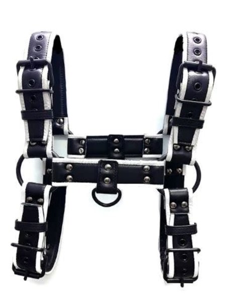 EVEREST TRADING COMPANY LLC GLOW IN THE DARK BLACK BULLDOG HARNESS WITH SILVER PIPING