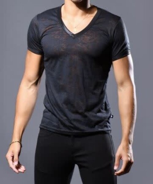 ANDREW CHRISTIAN ANDREW CHRISTIAN CARBON BURNOUT V-NECK TEE