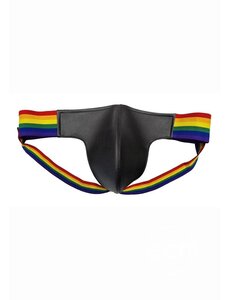 ROUGE ROUGE LEATHER JOCK WITH PRIDE STRIPES