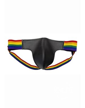 ROUGE ROUGE LEATHER JOCK WITH PRIDE STRIPES