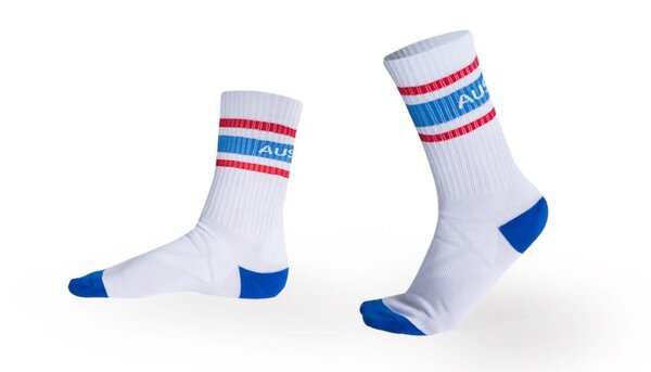 AUSSIEBUM AUSSIEBUM WHITE SOCKS WITH 2 TONE STRIPES