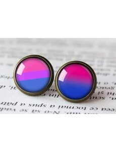  BI PRIDE ROUND POST EARRINGS