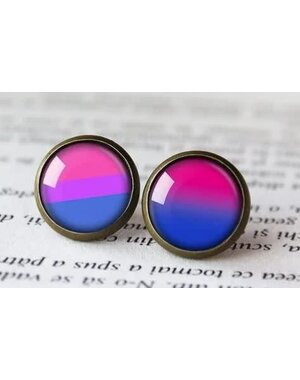  BI PRIDE ROUND POST EARRINGS