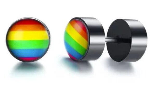 STAINLESS STEEL RAINBOW STUD EARRING