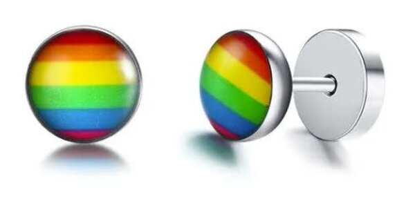 STAINLESS STEEL RAINBOW STUD EARRING