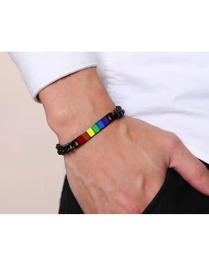 RAINBOW RAINBOW BAR ENAMEL CHAIN BRACELET