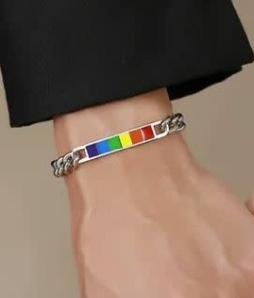 RAINBOW RAINBOW BAR ENAMEL CHAIN BRACELET
