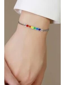 RAINBOW RAINBOW BAR ENAMEL THIN CHAIN BRACELET