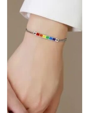 RAINBOW RAINBOW BAR ENAMEL THIN CHAIN BRACELET