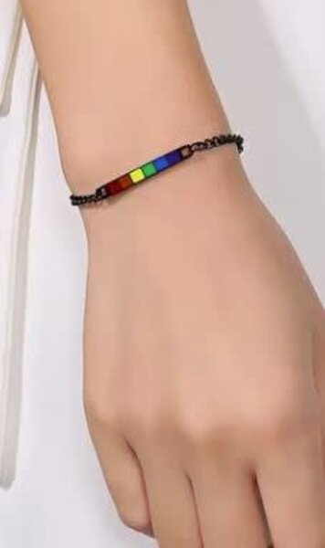 RAINBOW RAINBOW BAR ENAMEL THIN CHAIN BRACELET