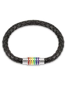 RAINBOW BRAIDED LEATHER BRACELET WITH MAGNETIC CLOSURE