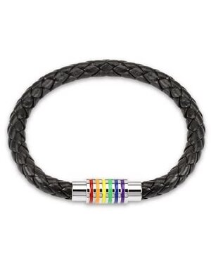 RAINBOW BRAIDED LEATHER BRACELET WITH MAGNETIC CLOSURE