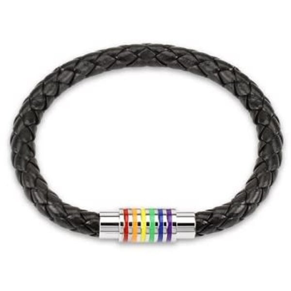 RAINBOW BRAIDED LEATHER BRACELET WITH MAGNETIC CLOSURE