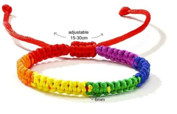 RAINBOW SECTIONED ADJUSTABLE FRIENDSHIP BRACELET