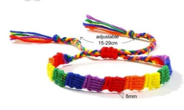 RAINBOW THIN SECTIONED ADJUSTABLE FRIENDSHIP BRACELET