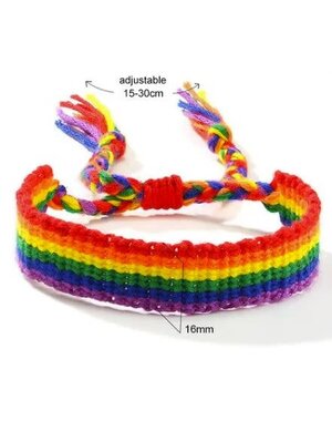  WIDE FLAT RAINBOW STRIPED ADJUSTABLE FRIENDSHIP BRACELET