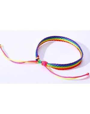  THIN FLAT RAINBOW STRIPED ADJUSTABLE FRIENDSHIP BRACELET