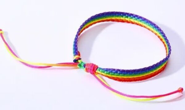 THIN FLAT RAINBOW STRIPED ADJUSTABLE FRIENDSHIP BRACELET