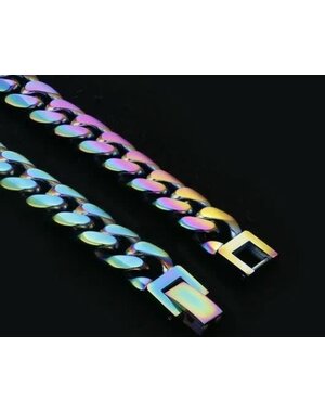  STAINLESS STEEL MULTICOLOR RAINBOW CHAIN LINK BRACELET