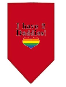  'I HAVE 2 DADDIES' PET BANDANA RED SMALL