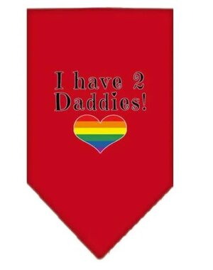  'I HAVE 2 DADDIES' PET BANDANA RED SMALL