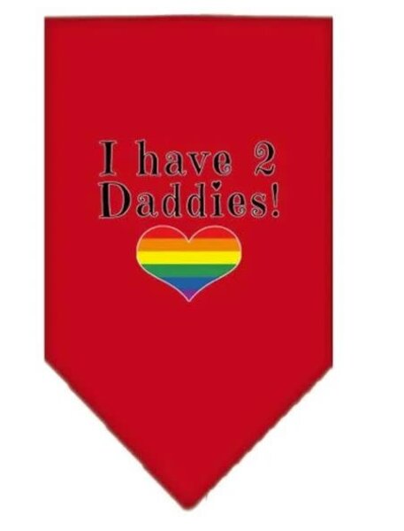 'I HAVE 2 DADDIES' PET BANDANA RED SMALL