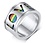 STAINLESS 'LOVE' CUT OUT WITH RAINBOW STRIPE RING